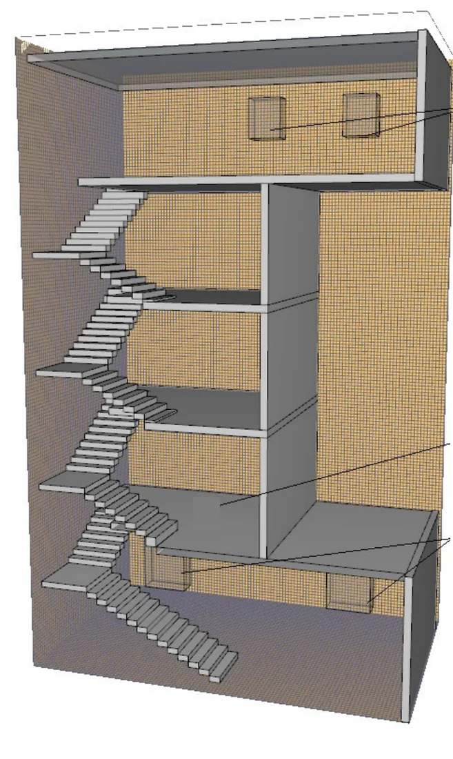 Model obliczeniowy CFD budynku z klatką schodową
